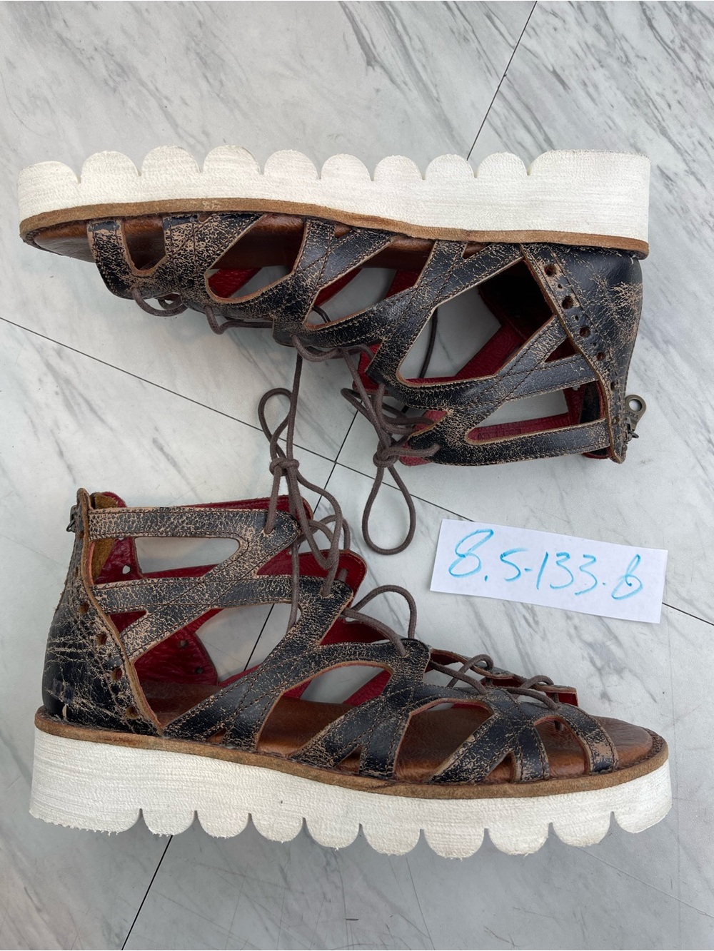 Bed Stu women’s 8.5 gladiator brown leather extra light comfort sandal shoes